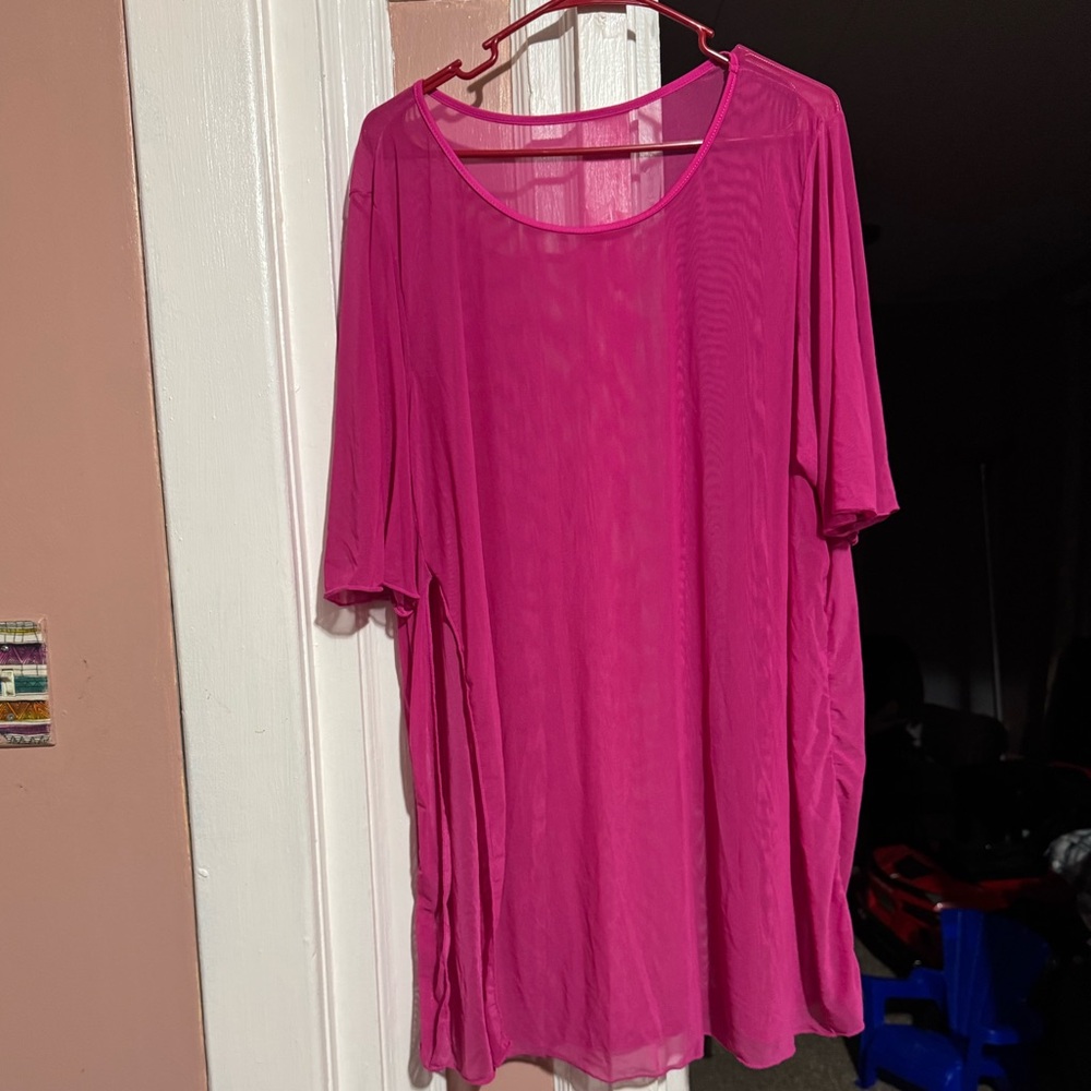 Elegant Fuchsia Sheer Swim Coverup